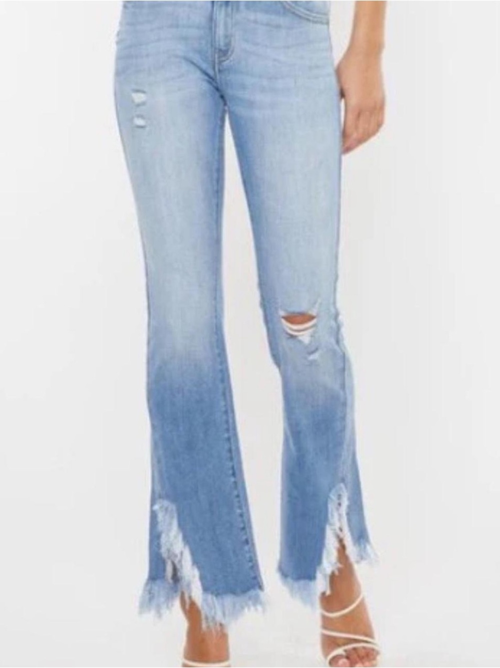 NWOT Kancan High Rise Frayed Split Hem Bootcut Flare Jeans Size 9/28